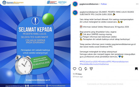 Link Pengumuman Hasil Seleksi Substansi PPG Guru 2026 Hari Ini, Cek Sekarang!