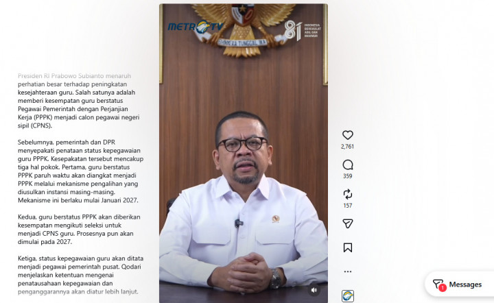 Tak Ada Pengangkatan Otomatis, PPPK Guru Wajib Ikut Seleksi CPNS 2027