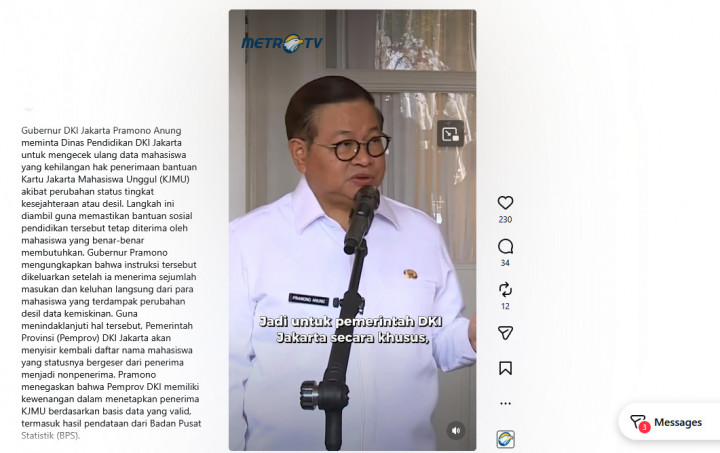 Waduh! Desil Berubah Bikin Mahasiswa di Jakarta Tak Dapat KJMU, Pramono Buka Suara