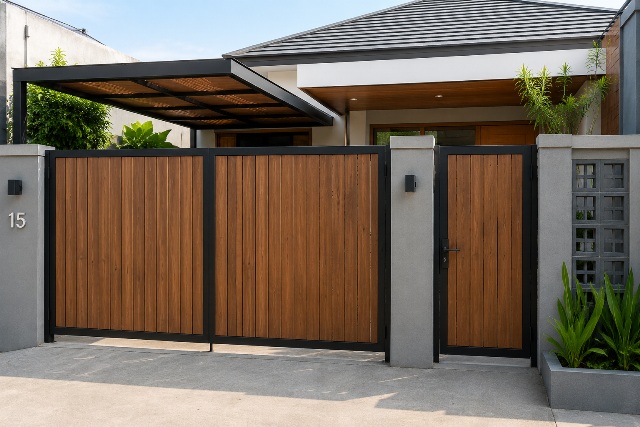 5 Inspirasi Pagar dengan Gerbang Kayu, Bikin Rumah Makin Natural