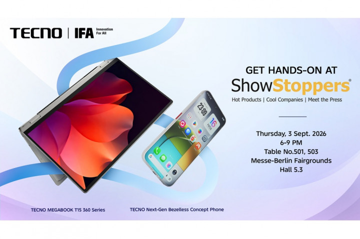 Tecno Bawa Ponsel Tanpa Bezel dan Laptop Engsel 360 Derajat ke IFA 2026