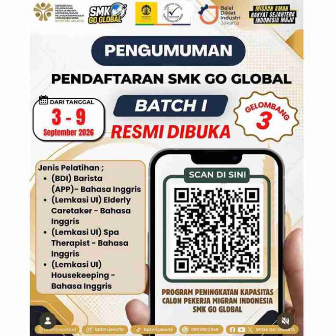 Pendaftaran SMK Go Global Batch 1 Gelombang III. DOK Instagram @bp3mi.jakarta