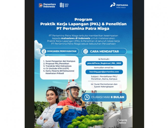 Lowongan Magang dan Riset Pertamina Patra Niaga 2026. DOK Instagram @pertaminapatraniaga