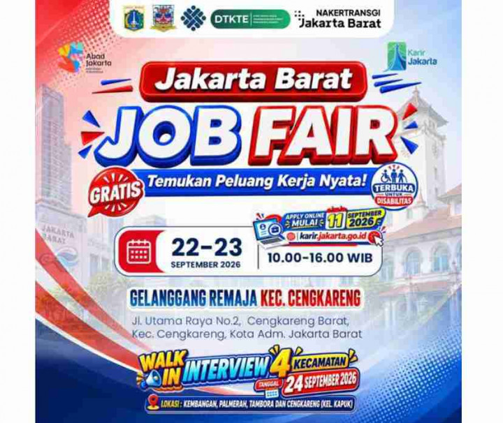 Job Fair Jakarta Barat September 2026 Digelar Hybrid, Daftar di Karir.jakarta.go.id