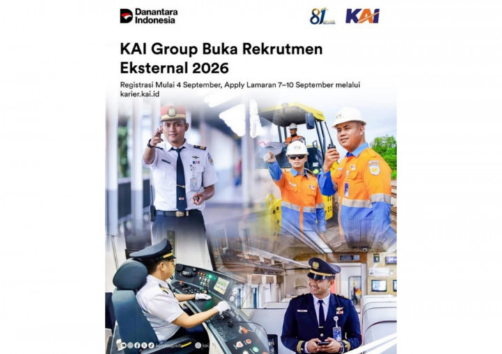 Rekrutmen KAI 2026 Dibuka hingga 10 September, Lulusan SLTA Hingga S1 Bisa Daftar!
