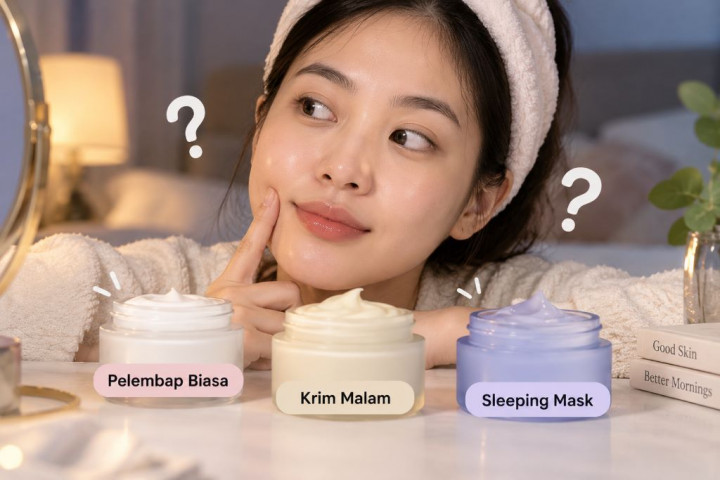 Pelembap Biasa, Krim Malam, atau Sleeping Mask? Ini Bedanya dan Urutan Pakainya