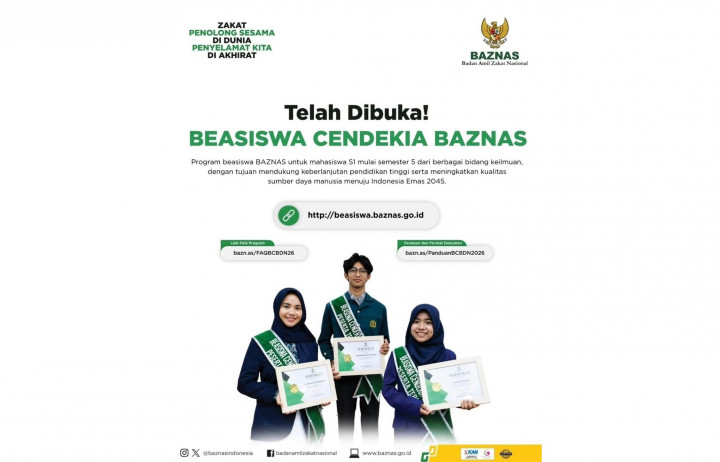 Beasiswa Cendekia BAZNAS Dalam Negeri 2026 Dibuka: Syarat, Jadwal dan Komponen