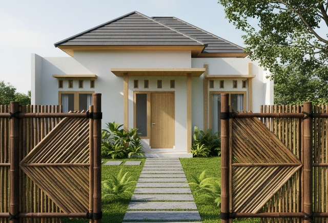 Inspirasi pagar bambu sederhana dan cantik untuk rumah kamu. Foto: AI