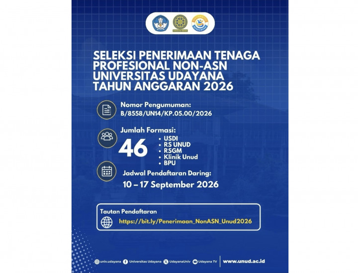 Unud Buka Lowongan Kerja Non-ASN 2026 untuk 46 Formasi, Cek Cara Daftarnya!