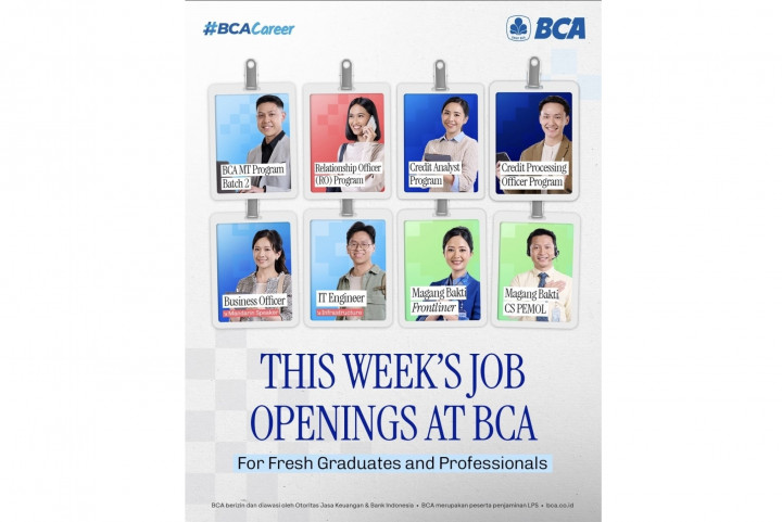 BCA Buka 8 Lowongan Kerja September 2026, Fresh Graduate Bisa Daftar!
