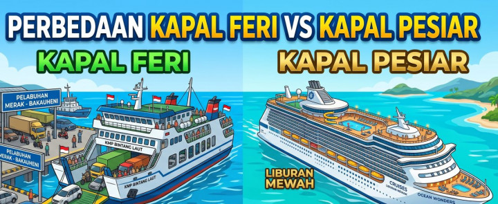 Kapal Feri Vs Kapal Pesiar, Kenali Perbedaannya