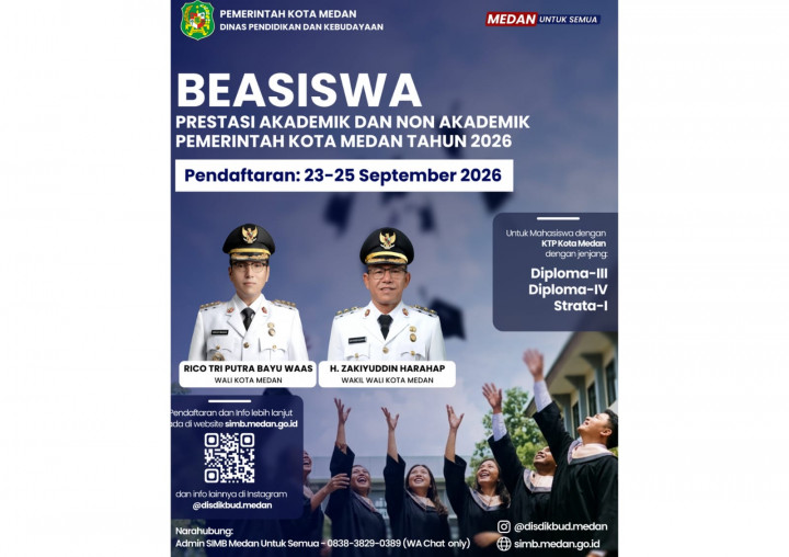Beasiswa Pemkot Medan 2026 Dibuka: Syarat, Cara Daftar, dan Jadwal