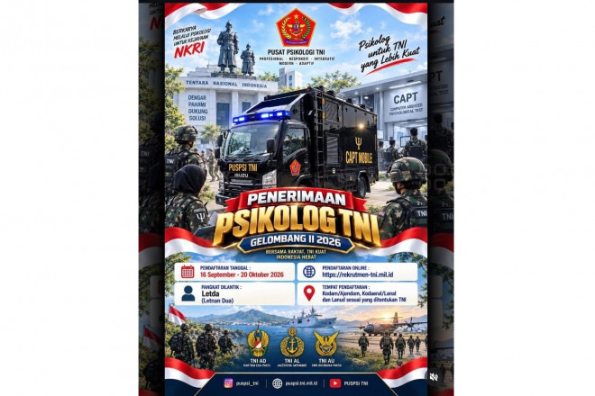 Penerimaan Psikolog TNI Gelombang II 2026 (dok. Instagram puspsi_tni)