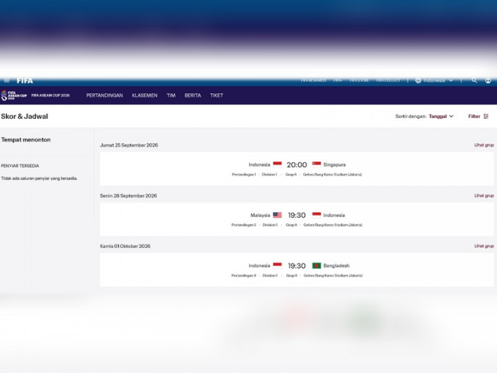 Jadwal Timnas Indonesia di FIFA ASEAN Cup 2026