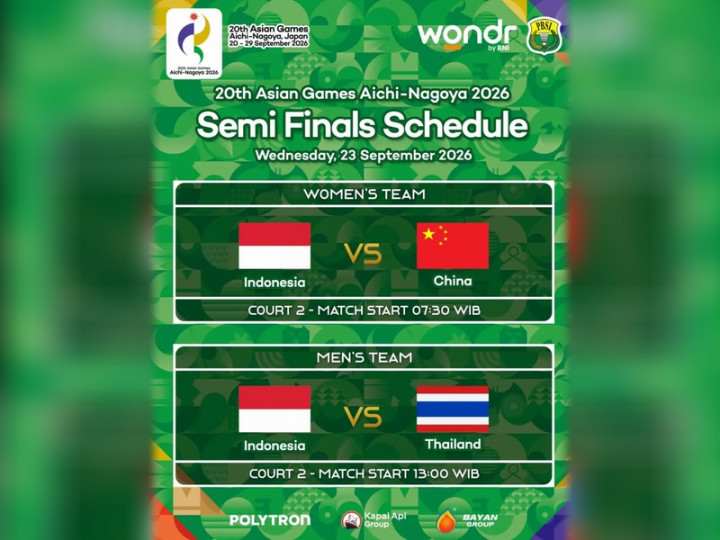 Jadwal Semifinal Badminton Asian Games 2026 Hari Ini