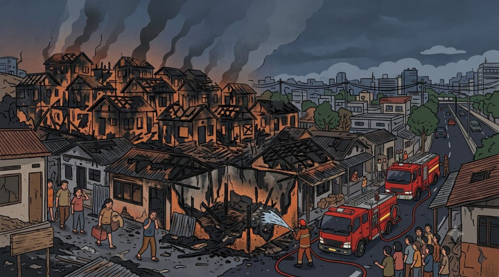 Kebakaran di Kebayoran Lama Bakar 18 Rumah dan 4 Tempat Usaha, Kerugian Rp1,2 Miliar