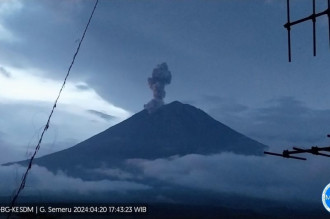 Meletus 4 Kali dalam 3 Jam, Gunung Semeru Masih Berada di Level