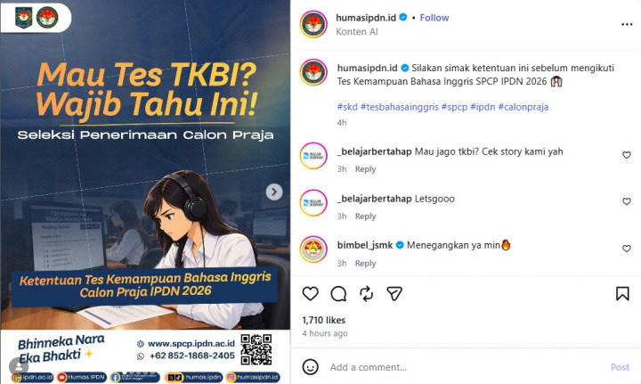 Ketentuan TKBI SPCP IPDN 2026: Bobot Nilai, Materi, hingga Pakaian Wajib