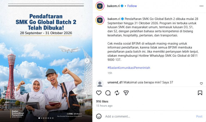 Pendaftaran SMK Go Global Batch 2 Dibuka hingga 31 Oktober, Ini Link dan Alurnya
