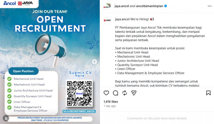 Lowongan Kerja PT Pembangunan Jaya Ancol Tbk 2026: Cek Posisi dan Syaratnya!