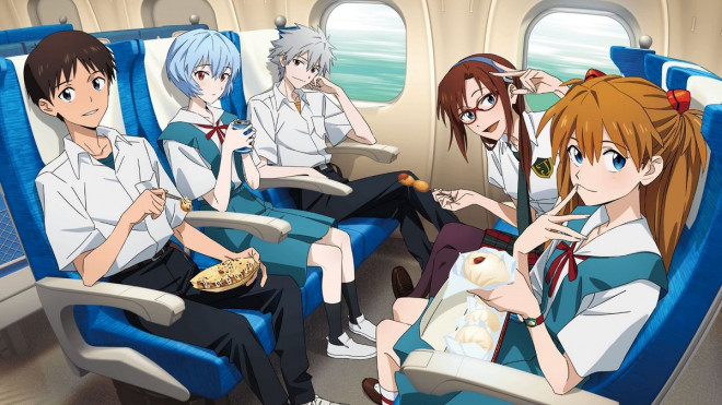 Karakter Evangelion berada di kereta cepat Shinkansen (dok. KHARA)