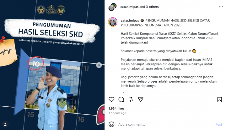 Pengumuman Hasil SKD Poltekimipas 2026, Selanjutnya Tes Kesehatan dan Pengamatan Fisik