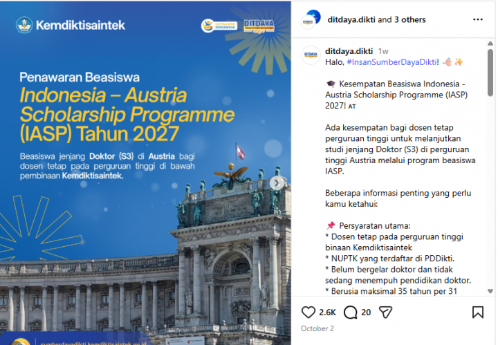 Dosen Mau Kuliah S3 Gratis di Austria? Beasiswa IASP 2027 Dibuka Nih!