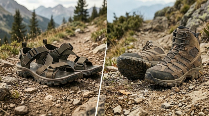 Pakai Sandal Gunung atau Sepatu untuk Pendaki Pemula? Ini Bedanya