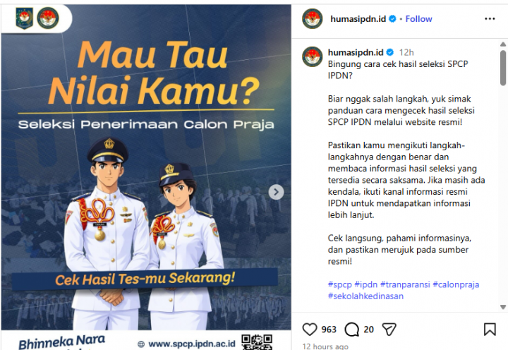 Sudah Bisa Dicek! Ini Cara Lihat Nilai Tes SPCP IPDN 2026