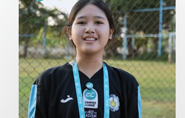 Nadhine Stefany Sihotang, pemain futsal putri Institut Teknologi Sepuluh Nopember Surabaya. (Foto: Instagram @campusleague.id)