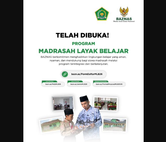 BAZNAS Buka Program Madrasah Layak Belajar 2026, Ini Syarat dan Link