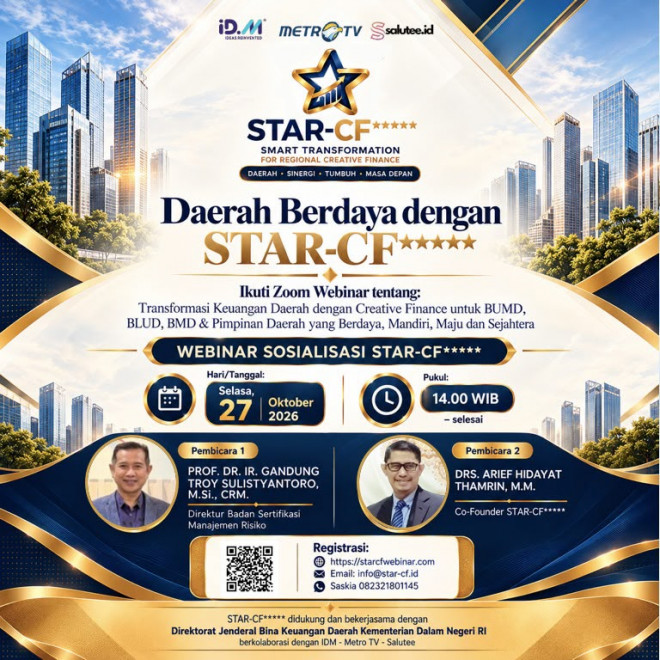  Webinar STAR-CF 27 Oktober Bahas Creative Finance dan Optimalisasi Potensi Daerah.