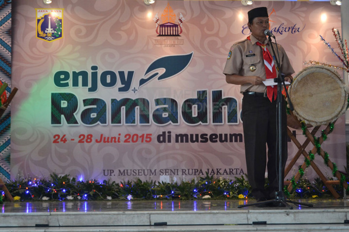 Ketua Kwarcab Jakarta Barat Isnawa Ajie menyampaikan sambutan pada pembukaan kegiatan Enjoy Ramadhan.