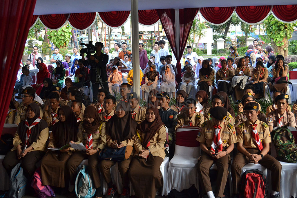 Ratusan Pramuka Penegak/Pandega mengikuti talk show tentang Saka Pariwisata dan dunia perbatikan pada pembukaan Enjoy Ramadhan.