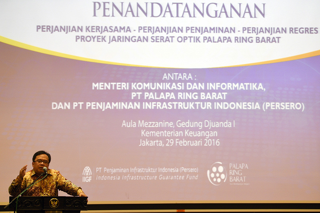 Menkominfo Tandatangani Perjanjian Palapa Ring Barat