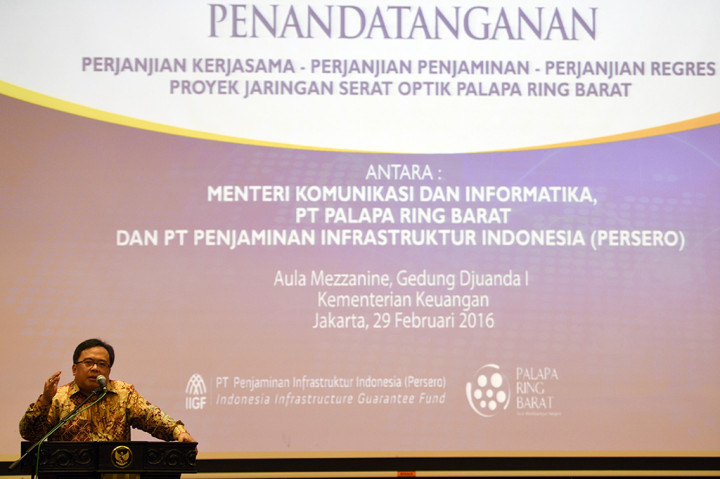 Menkominfo Tandatangani Perjanjian Palapa Ring Barat