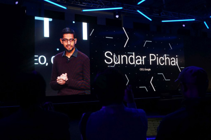 Sundar Pichai, CEO Google, saat menjadi pembicara kunci di forum GCPNEXT16