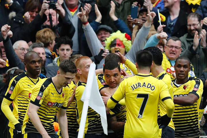 Troy Deeney menyamakan kedudukan bagi Watford 10 menit setelah babak kedua dimulai.