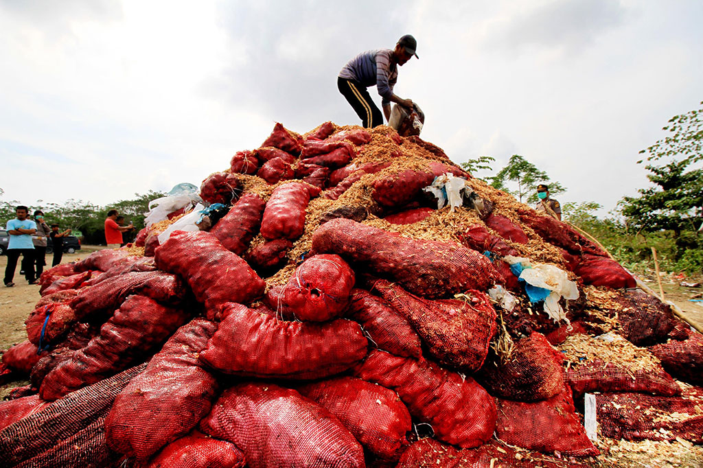 Polisi Musnahkan Enam Ton Bawang Merah Selundupan