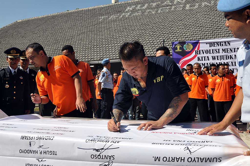 Warga Binaan Ikuti Apel Anti Narkoba