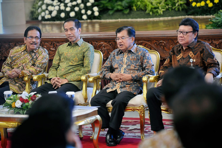 Presiden Joko Widodo didampingi Wapres Jusuf Kalla, Menteri PPN/Kepala Bappenas Sofyan Djalil serta Mendagri Tjahjo Kumolo memimpin acara penutupan Musrenbangnas Tahun 2016 di Istana Negara.