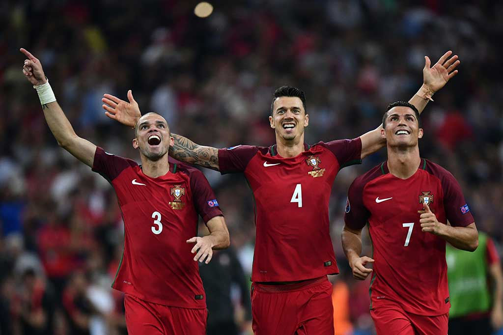 Luapan kegembiraan Pepe, Fonte, dan Cristiano Ronaldo.
