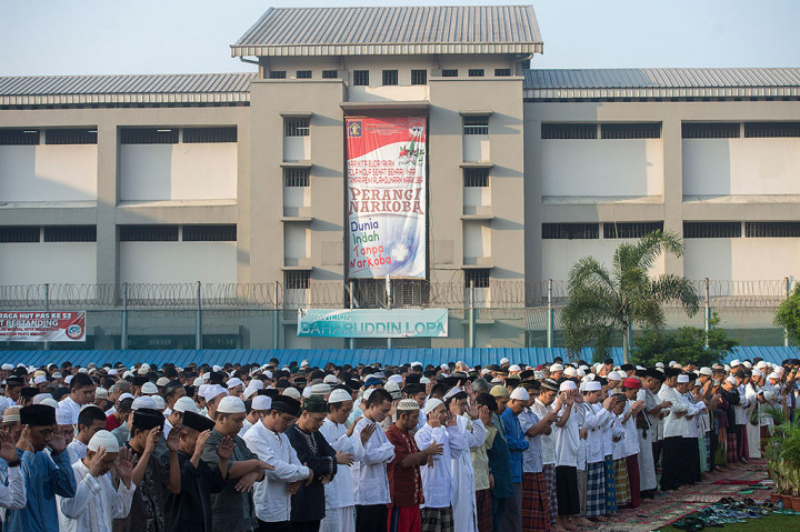 Suasana Salat Idul Fitri di Rutan Cipinang