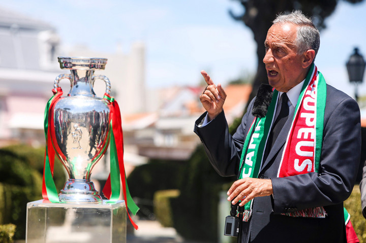 Presiden Portugal Marcelo Rebelo de Sousa memberikan sambutan