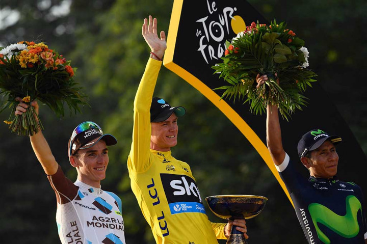 Sementara pembalap tuan rumah Romain Bardet finis di peringkat kedua secara keseluruhan, mengungguli Nairo Quintana asal Kolombia.