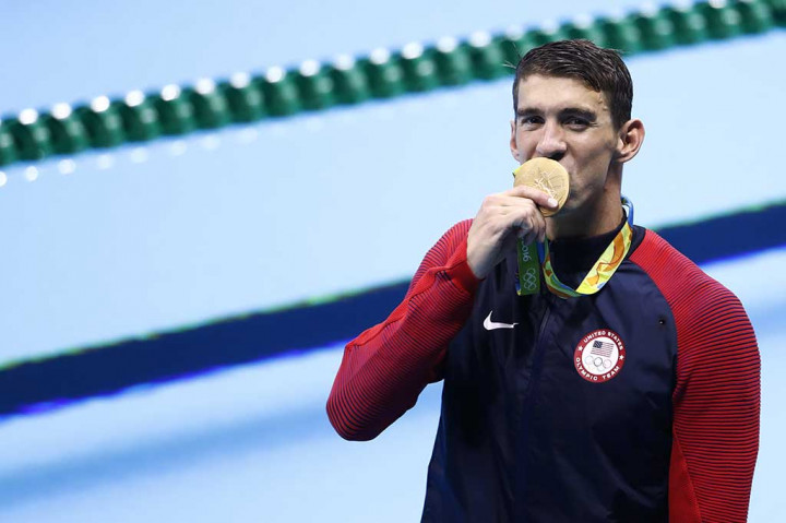Michael Phelps yang berusia 31 tahun kini telah mengoleksi total 23 medali Olimpiade (19 emas, dua perak dan dua perunggu).