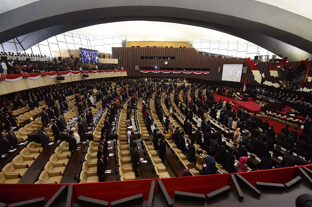 Suasana Sidang Paripurna MPR dalam rangka Sidang Tahunan 2016 di Kompleks Parlemen, Senayan, Jakarta.