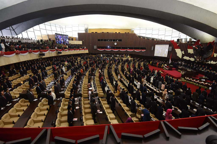 Suasana Sidang Paripurna MPR dalam rangka Sidang Tahunan 2016 di Kompleks Parlemen, Senayan, Jakarta.