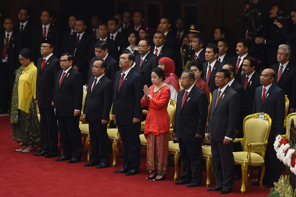 Sejumlah Menteri Kabinet Kerja mengikuti Sidang Tahunan MPR 2016.