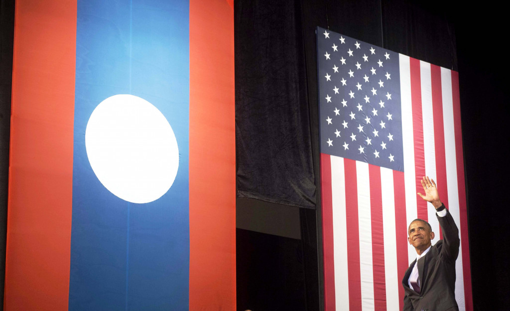 Presiden AS Barrack Obama usai menyampaikan pidatonya dalam forum ASEAN Summit. Obama merupakan presiden pertama AS yang berkunjung secara resmi ke Laos. AFP PHOTO / SAUL LOEB